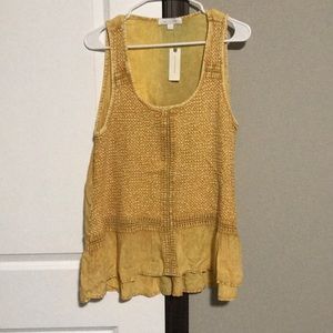 NWT Eri + Ali mustard ruffle top from Anthro